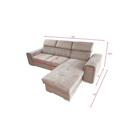 Universelles Eck-Schlafsofa in L-Form mit Stauraum SALVADA Beige