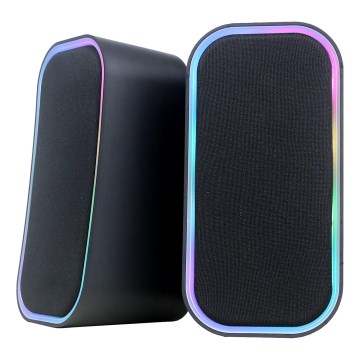 USB Haut-parleurs avec RGB rétroéclairage 2x3W/5V noir