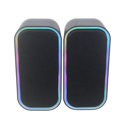 USB Haut-parleurs avec RGB rétroéclairage 2x3W/5V noir