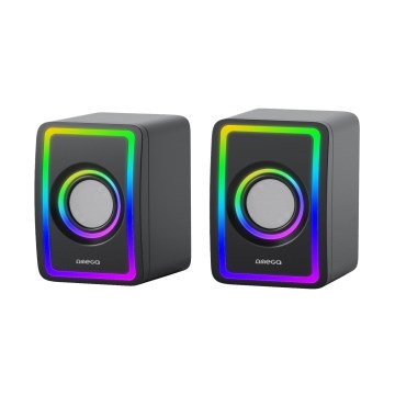 USB-Lautsprecher mit RGB-Hintergrundbeleuchtung 2x3W/5V schwarz
