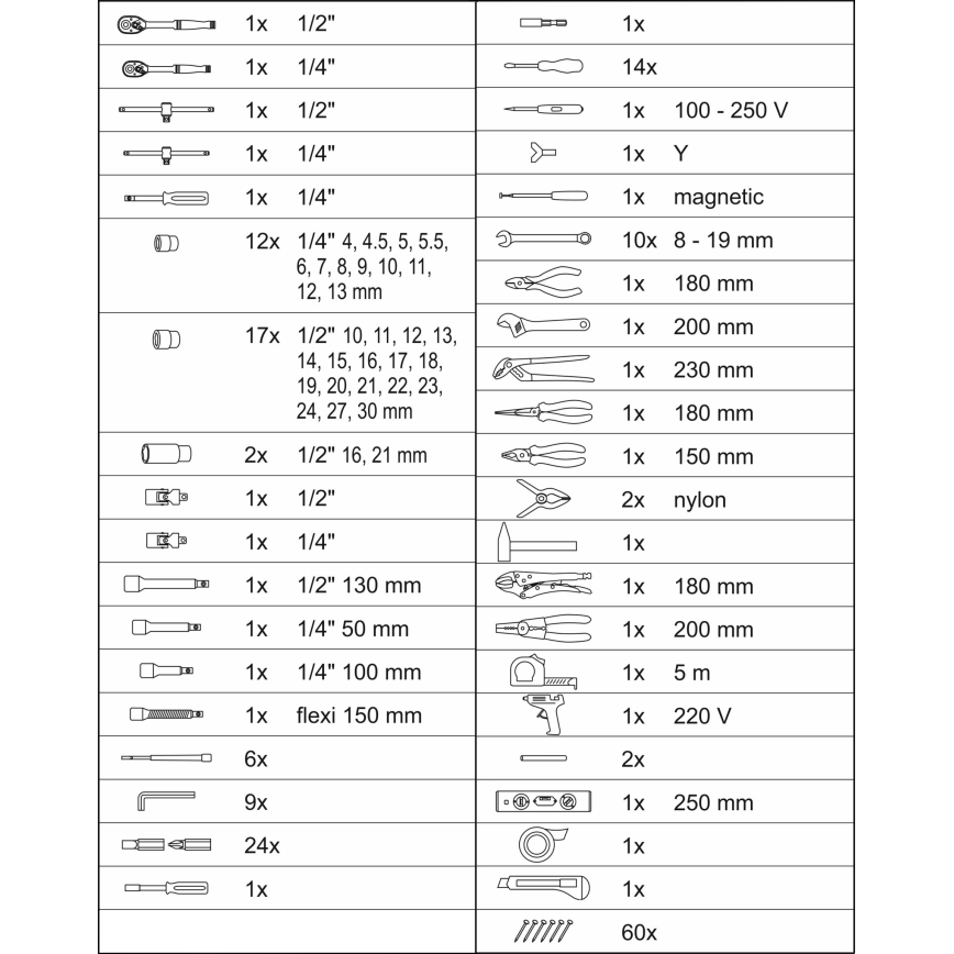 Valigetta in alluminio con attrezzi 186 pz