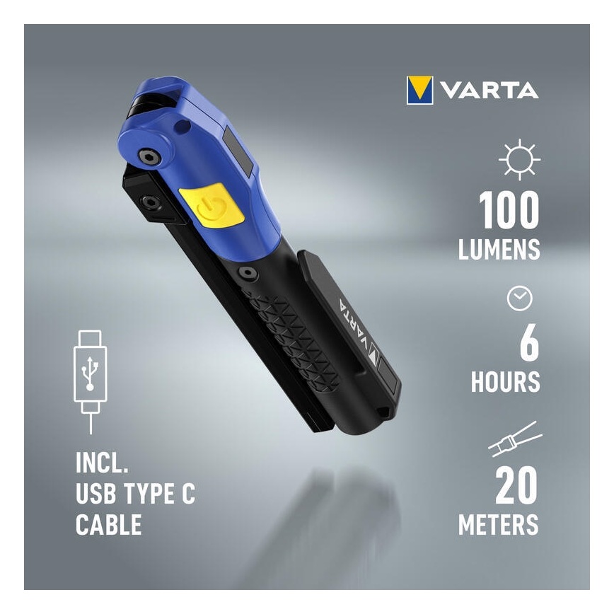 Varta 18649101401 - Aufladbare LED-Stableuchte WORK FLEX F20R LED/5V IP54