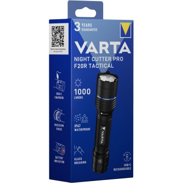 Varta 18923101111 - LED Torcia tattica ricaricabile NIGHT CUTTER PRO F20R LED/USB