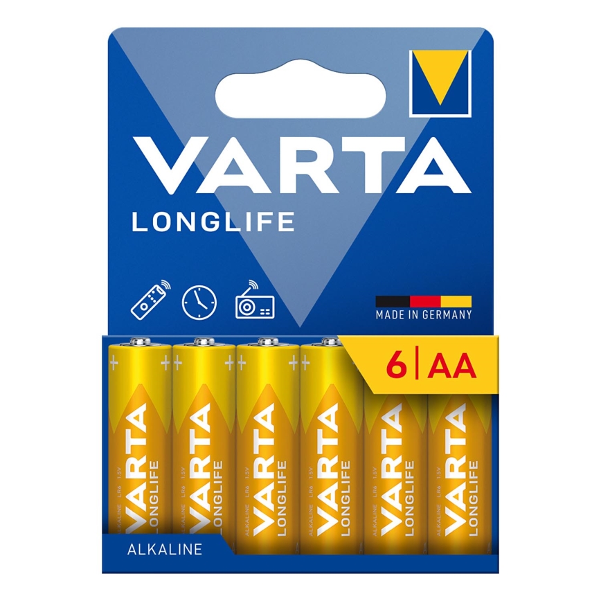 Varta 4106101736 - 6 pezzi Batterie alcaline LONGLIFE AA 1,5V