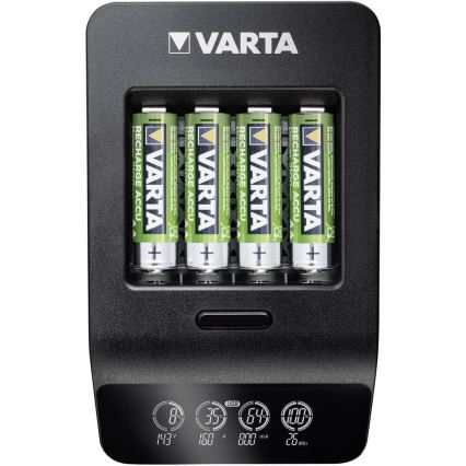VARTA 57684 - Caricabetteria LCD Smart 4xAA/AAA carica 1,5ore