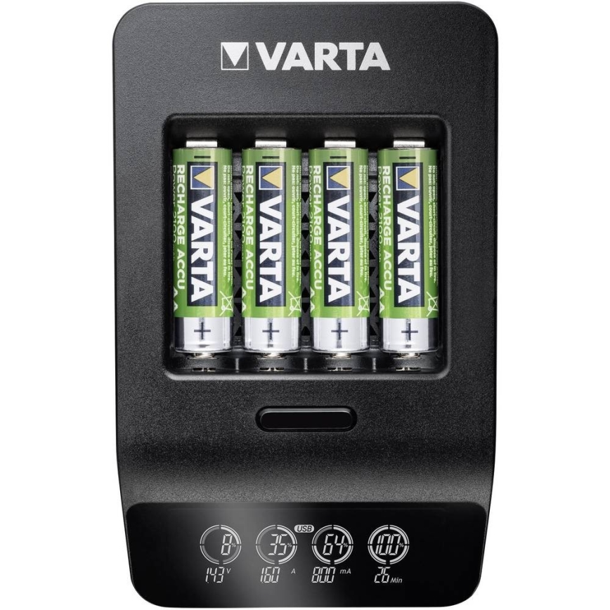 VARTA 57684 - Caricabetteria LCD Smart 4xAA/AAA carica 1,5ore