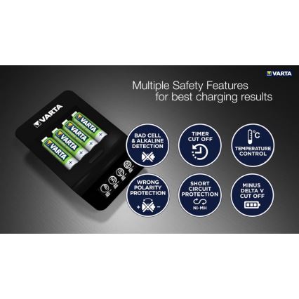 VARTA 57684 - Caricabetteria LCD Smart 4xAA/AAA carica 1,5ore