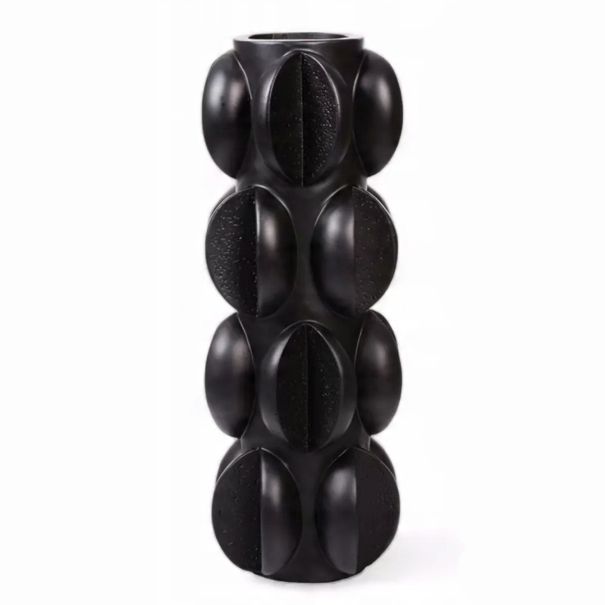 Vase 37 x 15 cm en résine, noir mat