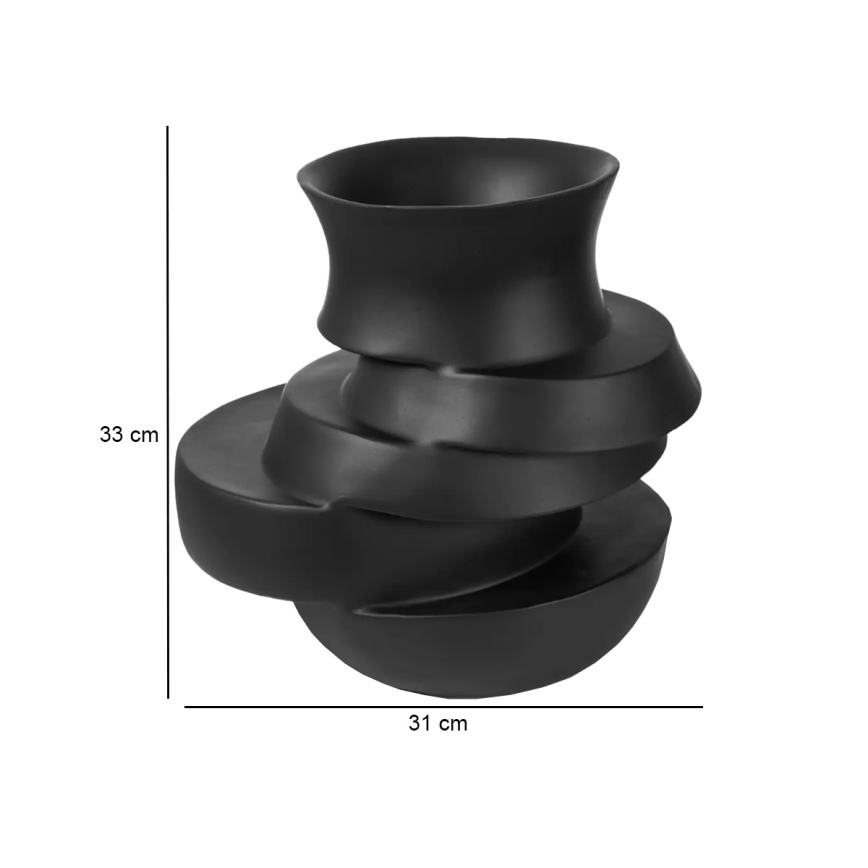 Vase 38x33x36 cm Harz/matt schwarz