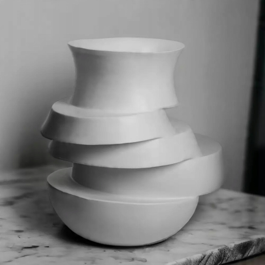 Vase 38x33x36 cm résine/blanc