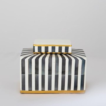 Vase en céramique 20,5x16x9 cm bleu/blanc/noir
