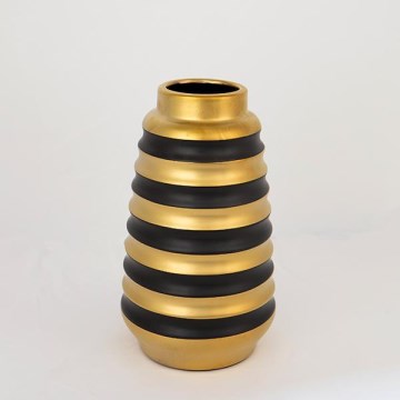 Vase en céramique 25x14 cm doré/noir