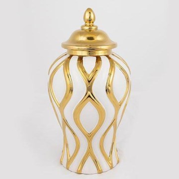 Vase en céramique 30,6x16,2 cm doré/blanc