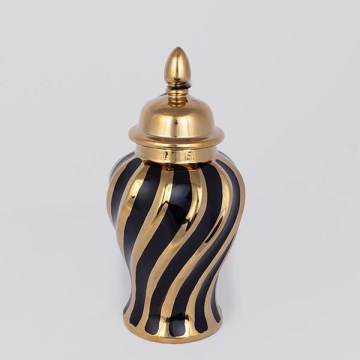 Vase en céramique 30x14,8 cm doré/noir