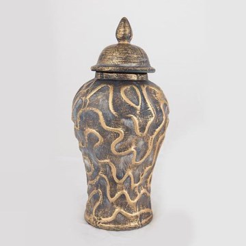 Vase en céramique 33,5x16 cm doré/gris