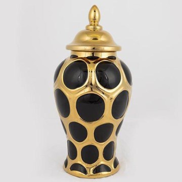 Vase en céramique 33,8x16 cm doré/noir