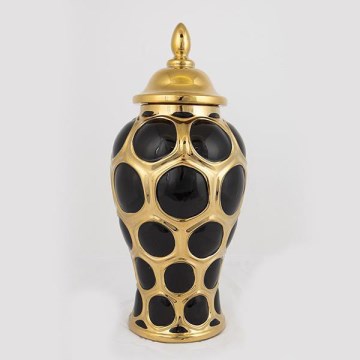 Vase en céramique 40x17,7 cm doré/noir