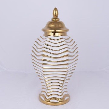 Vase en céramique 42,2x21,1 cm doré/blanc