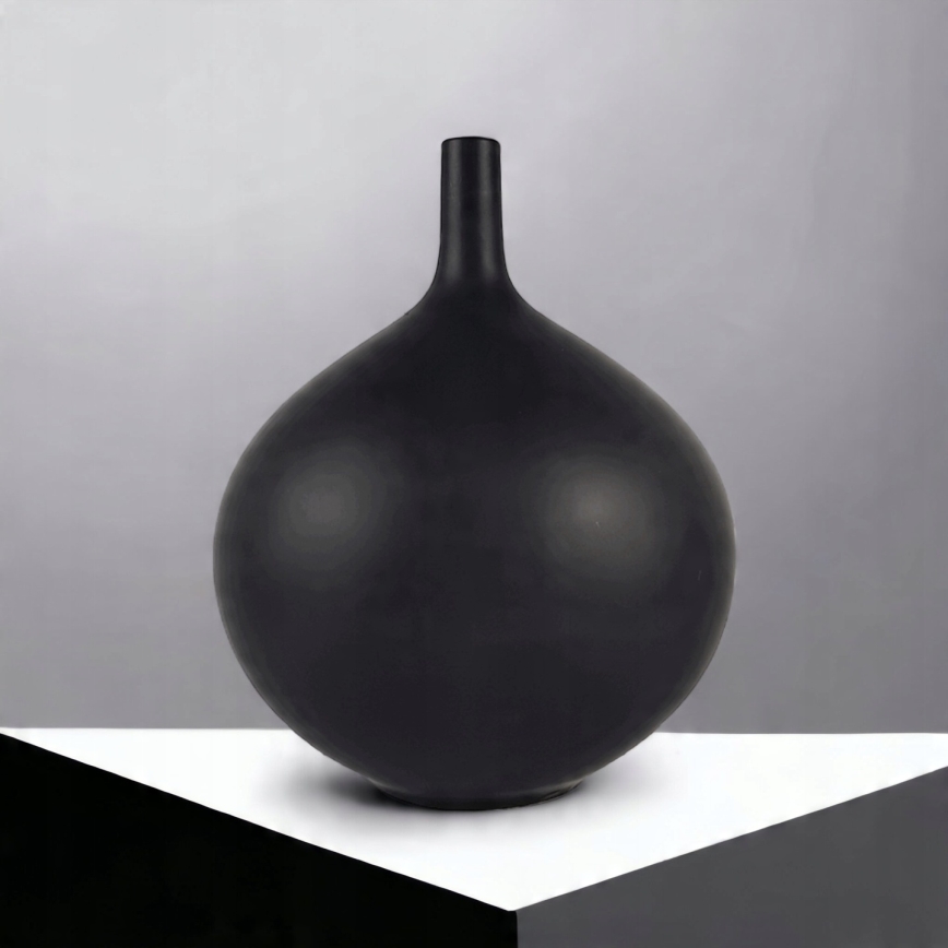 Vase en céramique noir mat de 24 cm