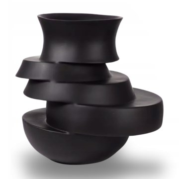 Vase en résine 38x33x36 cm - finition noir mat