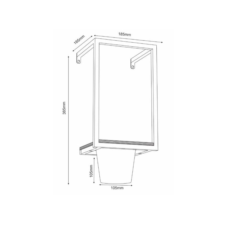 Vaso da fiori da parete 38x18 cm oro