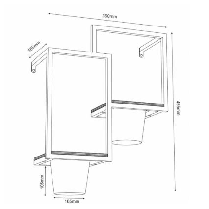 Vaso da fiori da parete 46x36cm oro