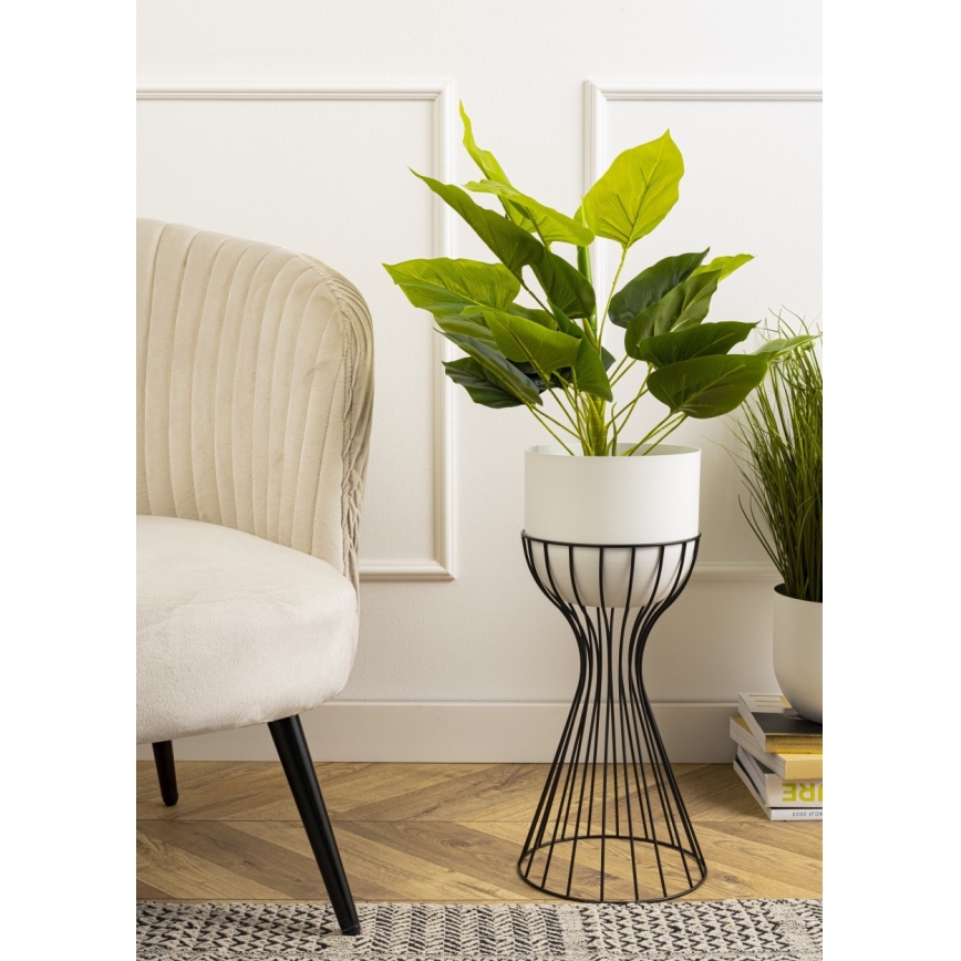 Vaso da fiori in metallo LOFT 46x20 cm nero/bianco