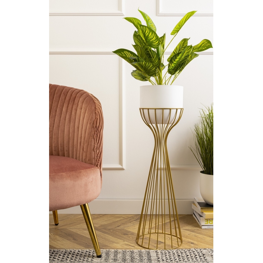 Vaso da fiori in metallo LOFT 68x20 cm oro/bianco