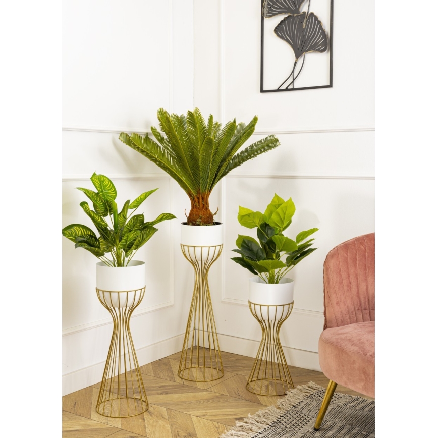 Vaso da fiori in metallo LOFT 68x20 cm oro/bianco