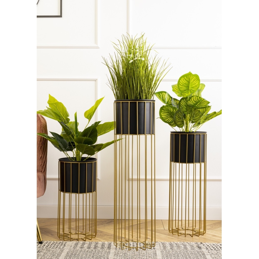 Vaso da fiori in metallo LOFT 70x20 cm oro/nero