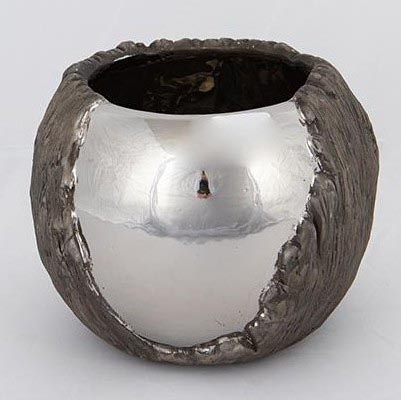 Vaso di fiori diametro 18,5 cm argento/marrone