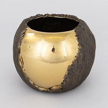 Vaso di fiori diametro 18,5 cm oro/marrone