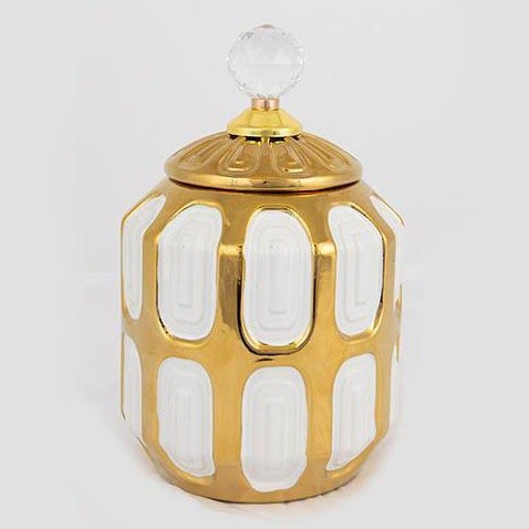 Vaso in ceramica 18,2x15 cm oro/bianco