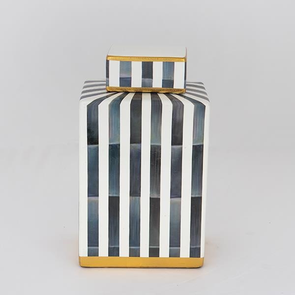 Vaso in ceramica 22x18x8 cm blu/bianco