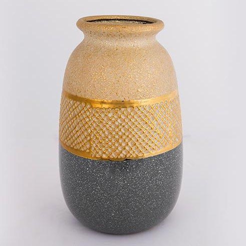 Vaso in ceramica 25,5x15,5 cm oro/grigio