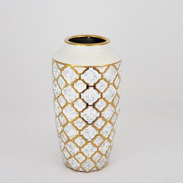 Vaso in ceramica 25x13 cm oro/bianco