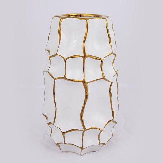 Vaso in ceramica 25x14,5 cm oro/bianco