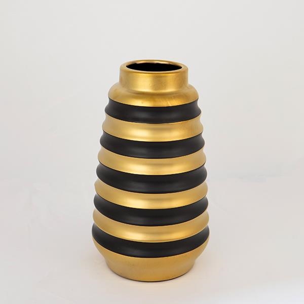 Vaso in ceramica 25x14 cm oro/nero