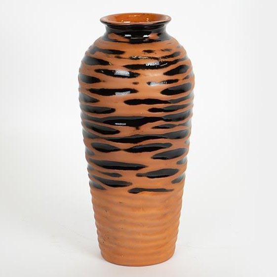Vaso in ceramica 28,8x13,5 cm color mattone/nero