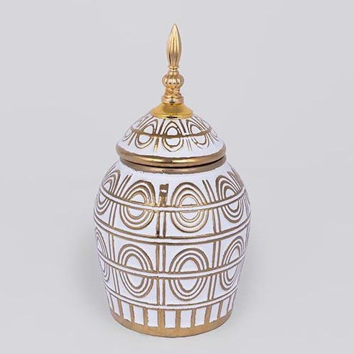 Vaso in ceramica 28x15 cm oro/bianco