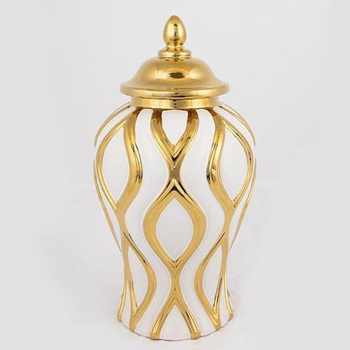 Vaso in ceramica 30,6x16,2 cm oro/bianco