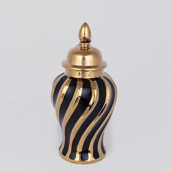 Vaso in ceramica 30x14,8 cm oro/nero