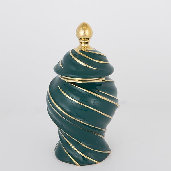 Vaso in ceramica 30x17 cm oro/verde