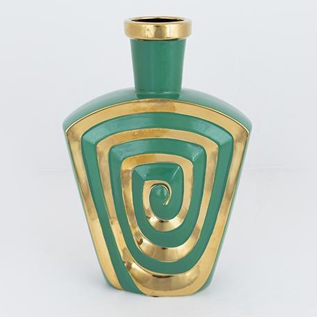 Vaso in ceramica 30x20,2 cm verde/oro