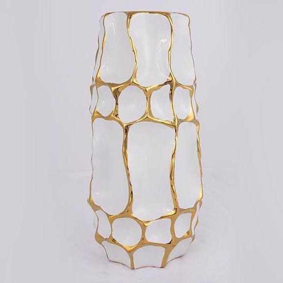 Vaso in ceramica 31,5x15,5 cm oro/bianco