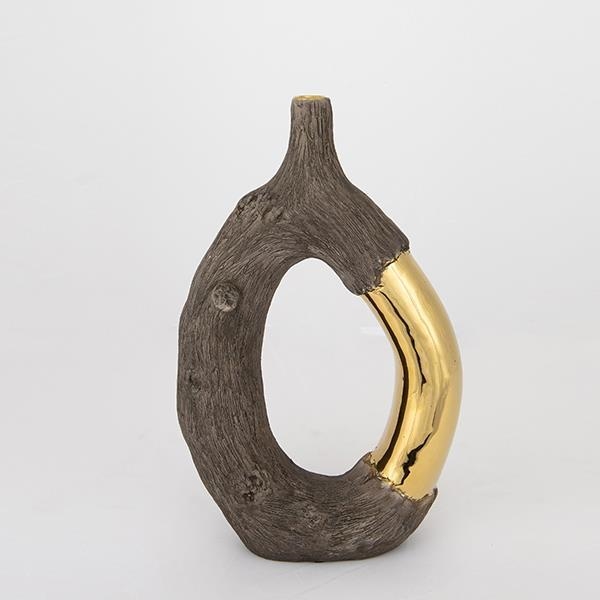 Vaso in ceramica 31,5x20x8 cm marrone/oro
