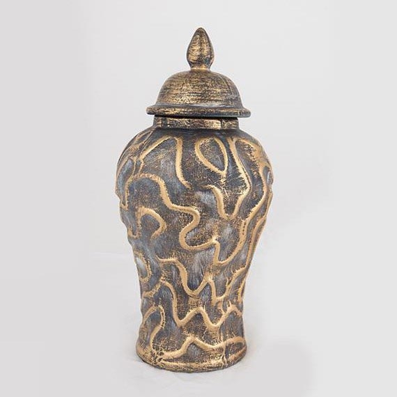 Vaso in ceramica 33,5x16 cm oro/grigio