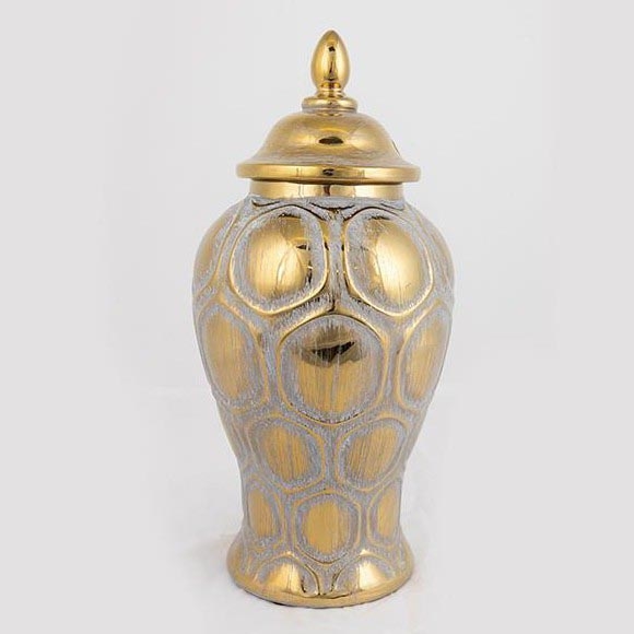 Vaso in ceramica 33,8x16 cm oro/argento