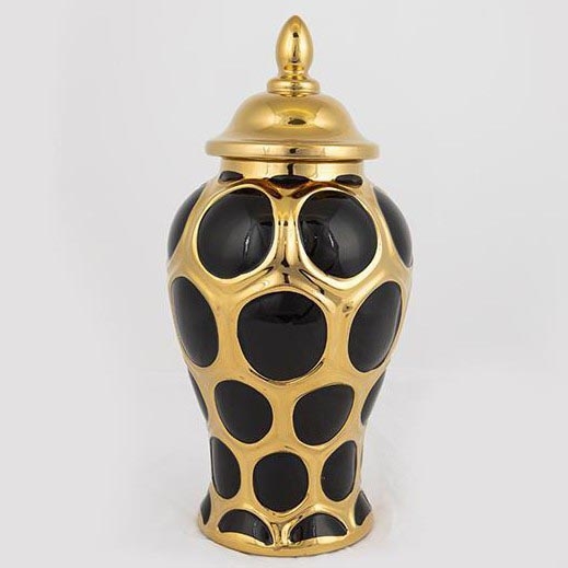 Vaso in ceramica 33,8x16 cm oro/nero