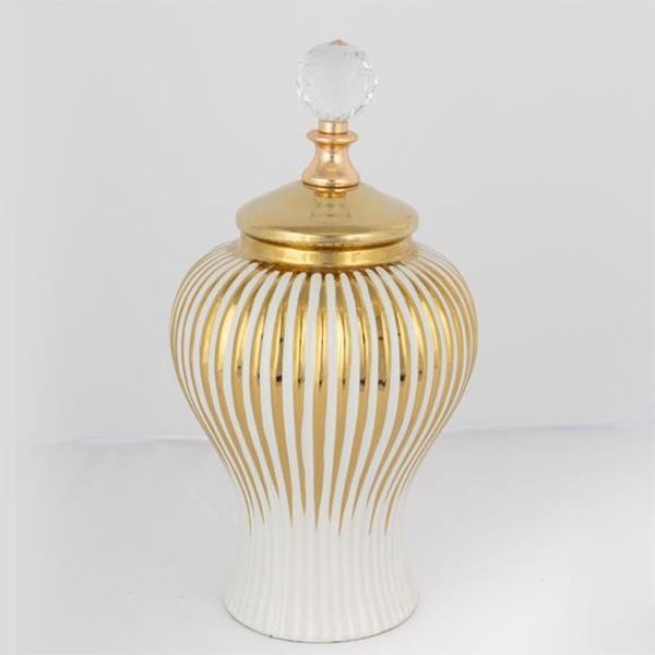 Vaso in ceramica 35x17,5 cm oro/bianco